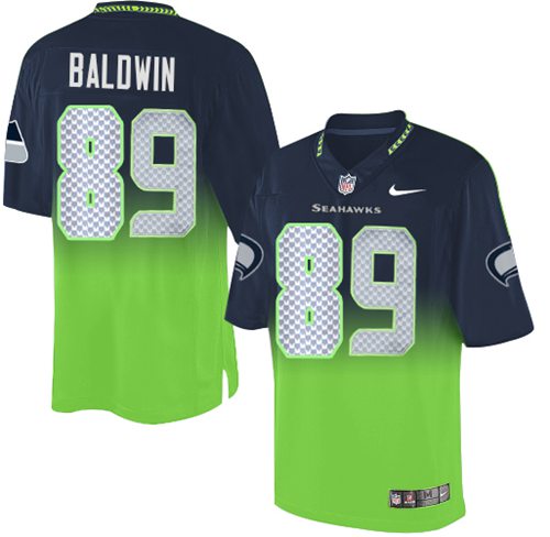 Nike Seahawks #89 Doug Baldwin Steel Blue/Green Men's Stitched NFL Elite Fadeaway Fashion Jersey - Click Image to Close
